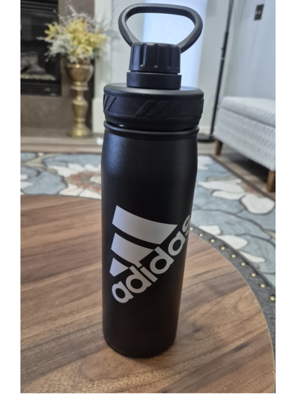 Adidas Water Bottle Black Hot Cold Insulated 20 Oz /591 ml.  Steel
